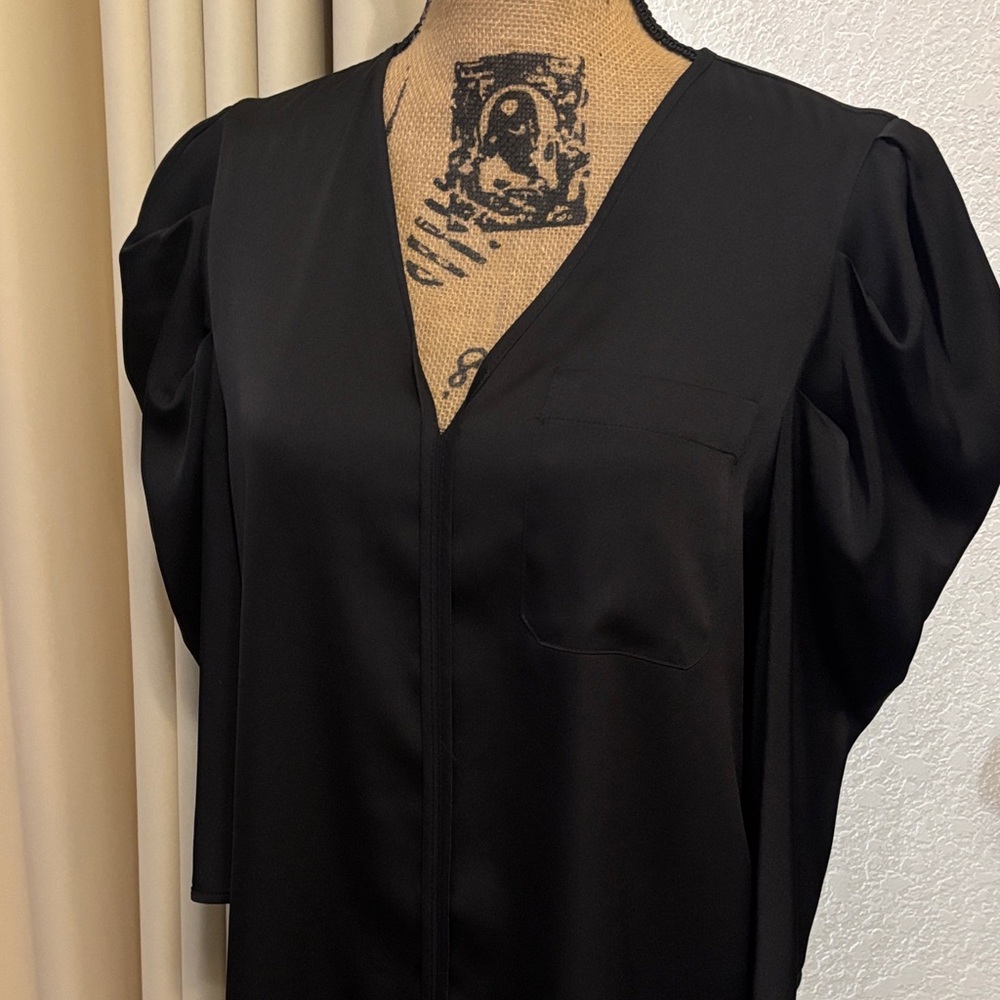 Karl Lagerfeld Classic Black V-Neck Blouse